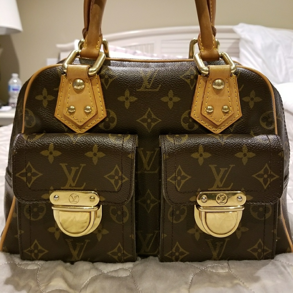 Louis Vuitton Brown Monogram Satchel with Tan Trim and Gold Hardware - Picture 8 of 8